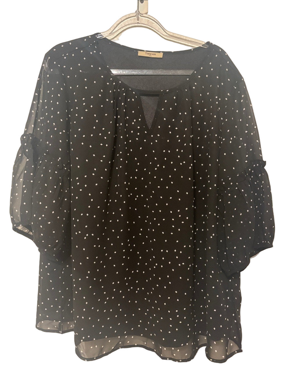 🎼Black Polka Dot blouse short sleeve GUC size XXL